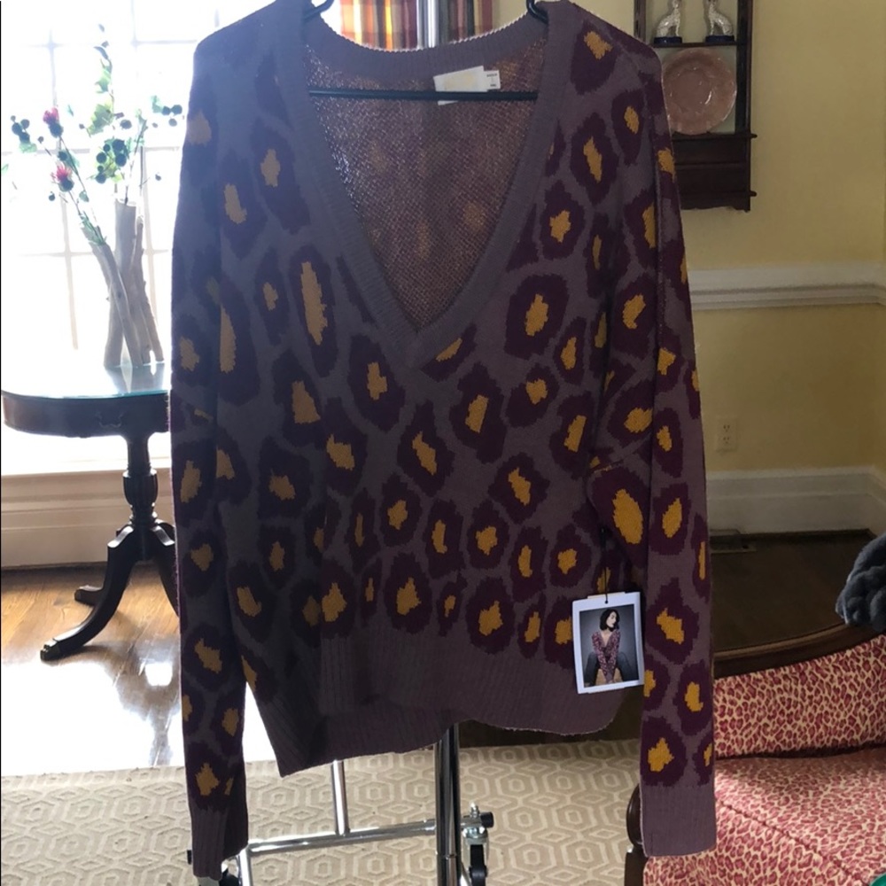 Nation Leopard V Neck Sweater